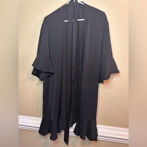 Black Ruffle Sleeve Kimono